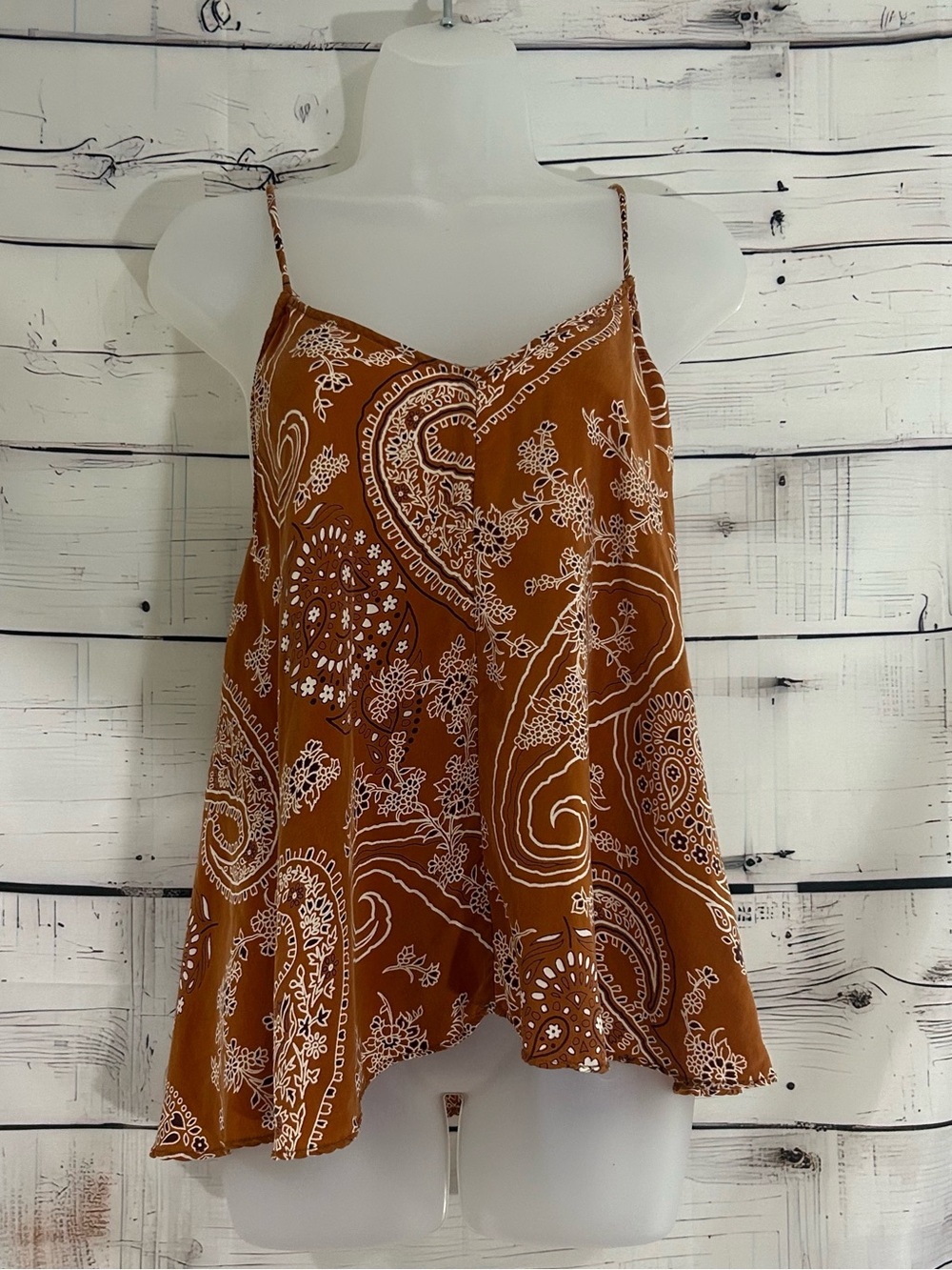 Zara Women's Brown Handkerchief Print Spaghetti Strap Top Size XS